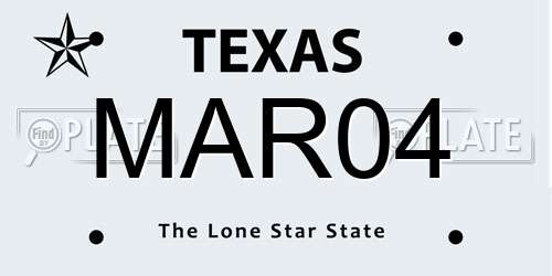 MAR04 Texas License Plate