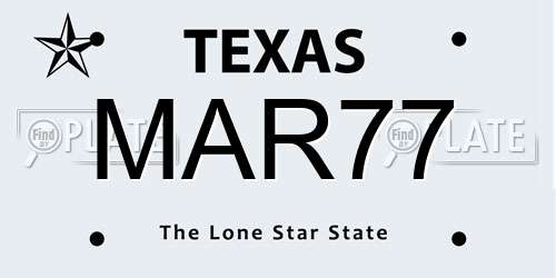 MAR77 Texas License Plate