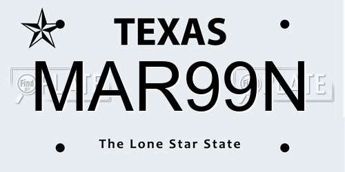 MAR99N Texas License Plate