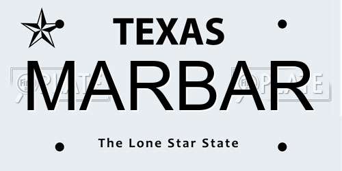 MARBAR Texas License Plate
