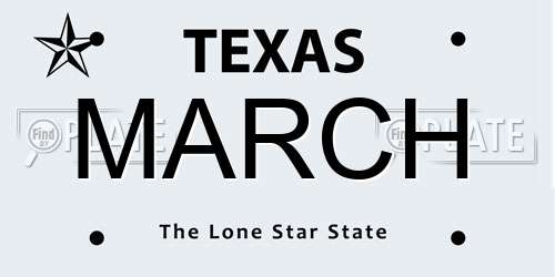 MARCH Texas License Plate