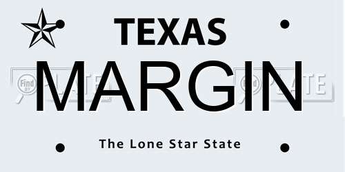 MARGIN Texas License Plate