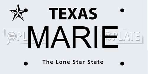MARIE Texas License Plate