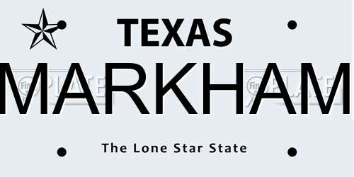 MARKHAM Texas License Plate