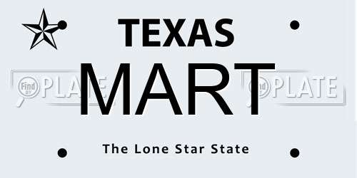 MART Texas License Plate