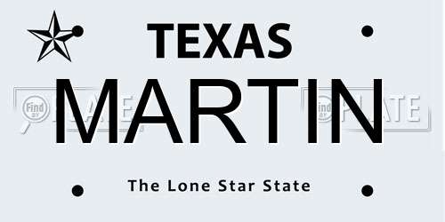 MARTIN Texas License Plate
