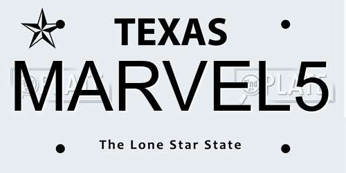 MARVEL5 Texas License Plate