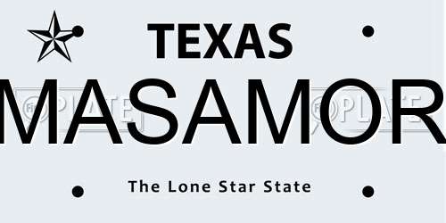 MASAMOR Texas License Plate