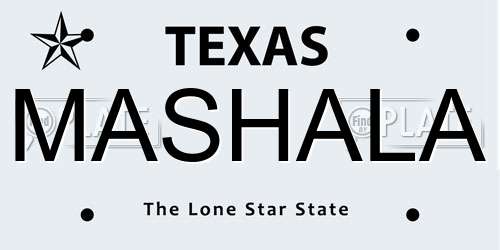 MASHALA Texas License Plate