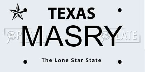 MASRY Texas License Plate