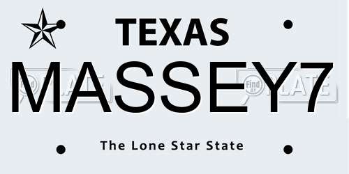 MASSEY7 Texas License Plate