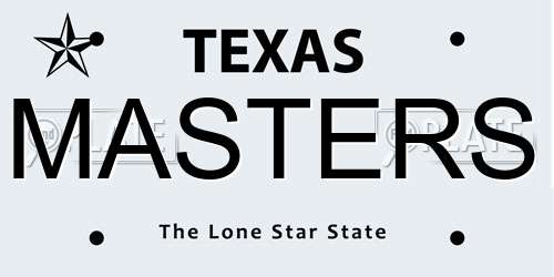MASTERS Texas License Plate