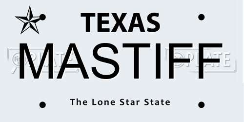MASTIFF Texas License Plate
