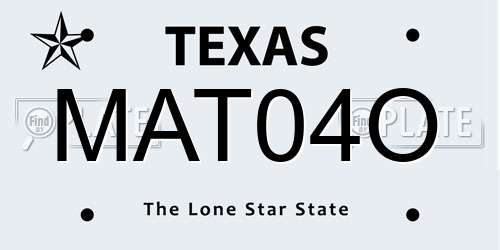 MAT04O Texas License Plate