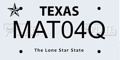 MAT04Q Texas License Plate