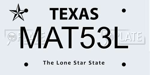 MAT53L Texas License Plate