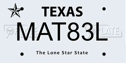 MAT83L Texas License Plate
