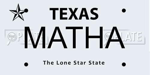 MATHA Texas License Plate