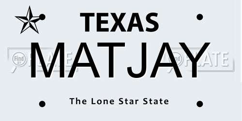 MATJAY Texas License Plate