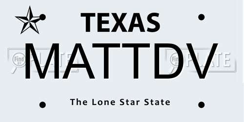 MATTDV Texas License Plate