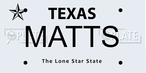 MATTS Texas License Plate