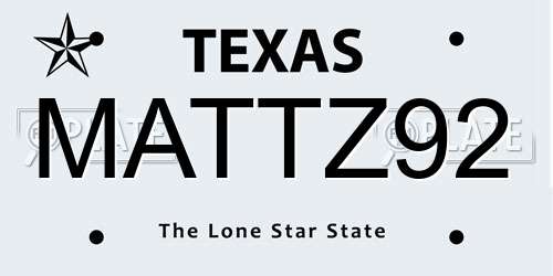 MATTZ92 Texas License Plate