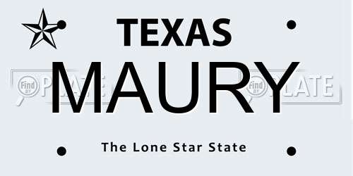 MAURY Texas License Plate