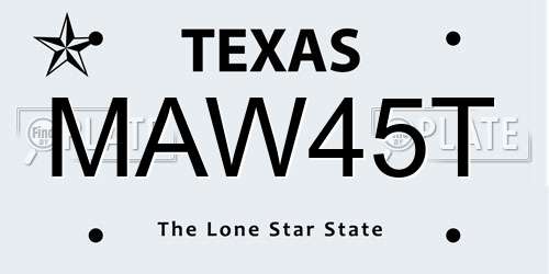 MAW45T Texas License Plate