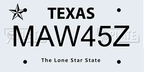 MAW45Z Texas License Plate