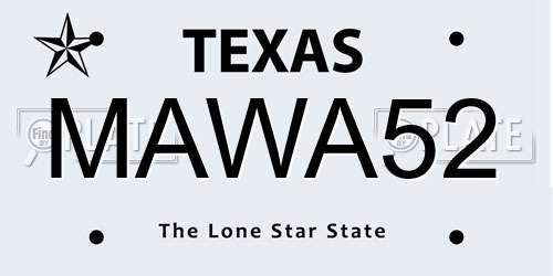 MAWA52 Texas License Plate