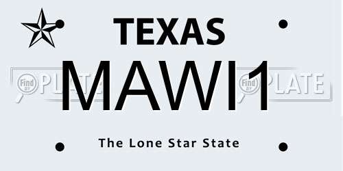 MAWI1 Texas License Plate