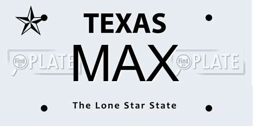 MAX Texas License Plate
