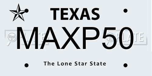 MAXP50 Texas License Plate