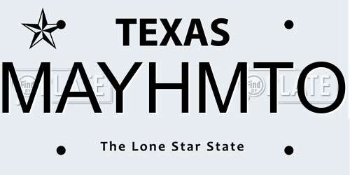 MAYHMTO Texas License Plate
