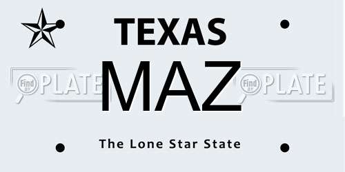 MAZ Texas License Plate