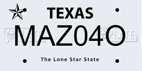MAZ04O Texas License Plate
