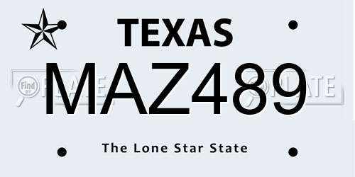 MAZ489 Texas License Plate