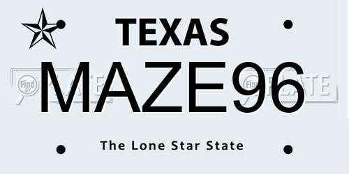 MAZE96 Texas License Plate