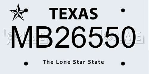 MB26550 Texas License Plate