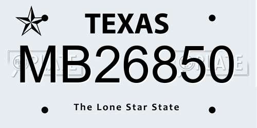 MB26850 Texas License Plate