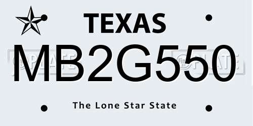 MB2G550 Texas License Plate
