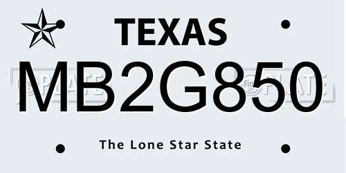 MB2G850 Texas License Plate