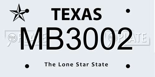 MB3002 Texas License Plate