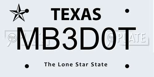MB3D0T Texas License Plate