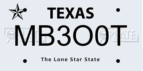 MB3O0T Texas License Plate