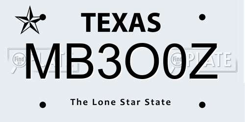 MB3O0Z Texas License Plate