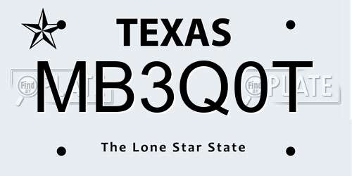 MB3Q0T Texas License Plate
