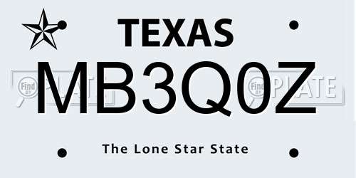 MB3Q0Z Texas License Plate