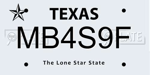 MB4S9F Texas License Plate