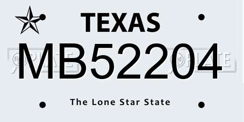 MB52204 Texas License Plate